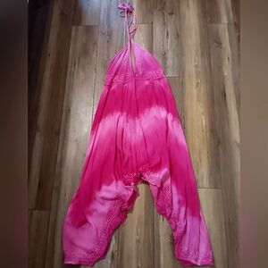 Handmade Tie Dye Embroidered Boho Halter Top Dress